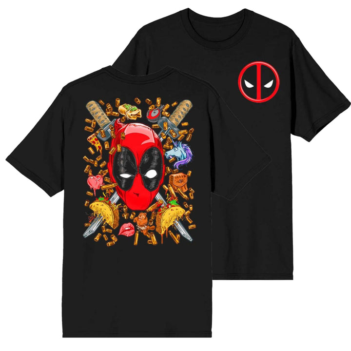 Deadpool Swords on the Brain Front and Back Print T-Shirt Image 1