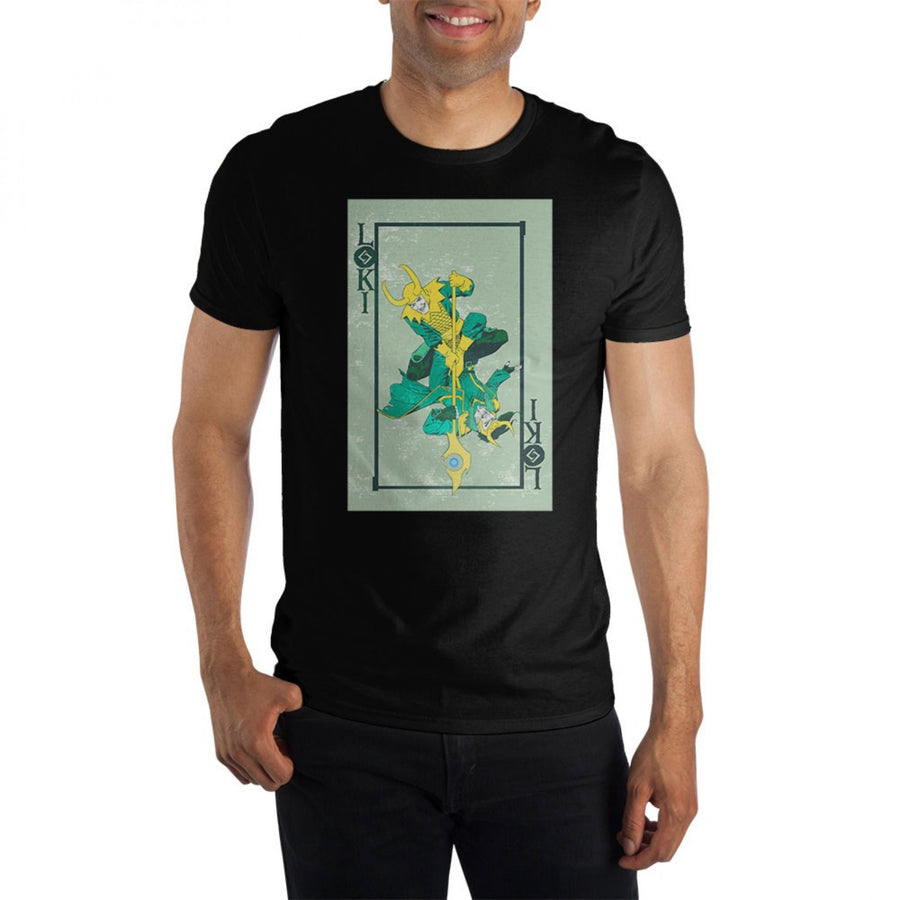 Marvel Loki Playing Card T-Shirt Image 1