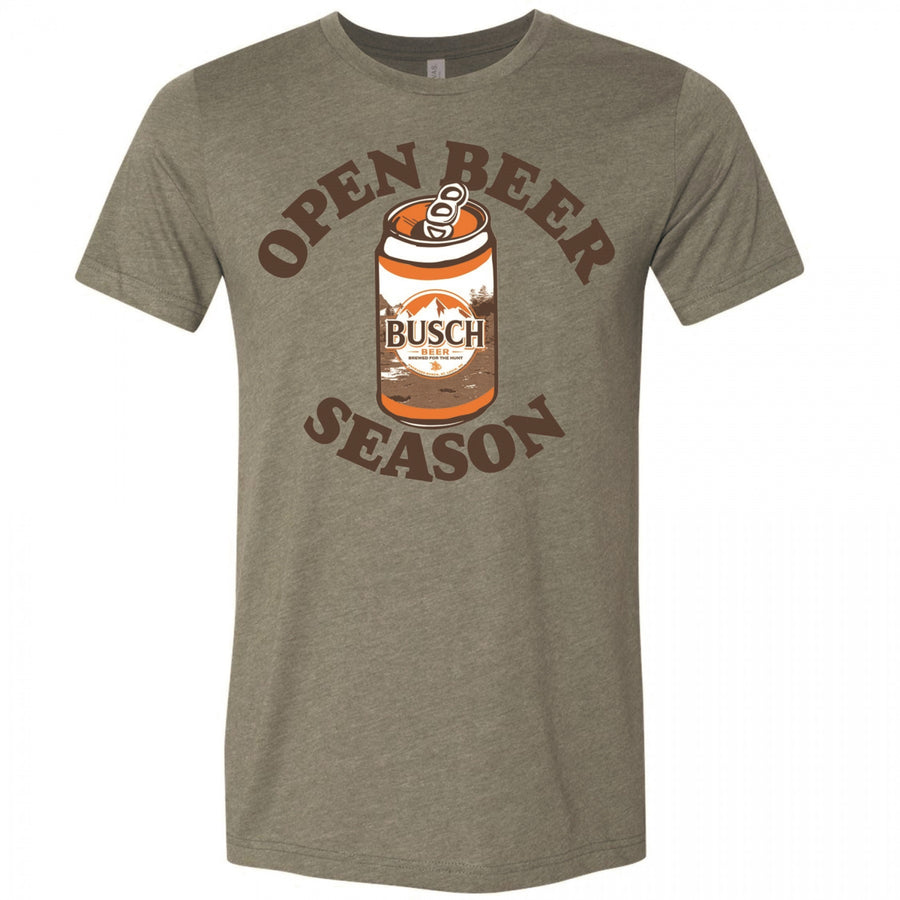 Busch Beer Hunting Open Beer Season Can Military Green T-Shirt Image 1