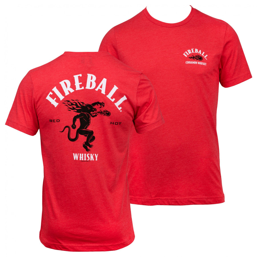 Fireball Whiskey Red Hot Logo Front and Back Print T-Shirt Image 1