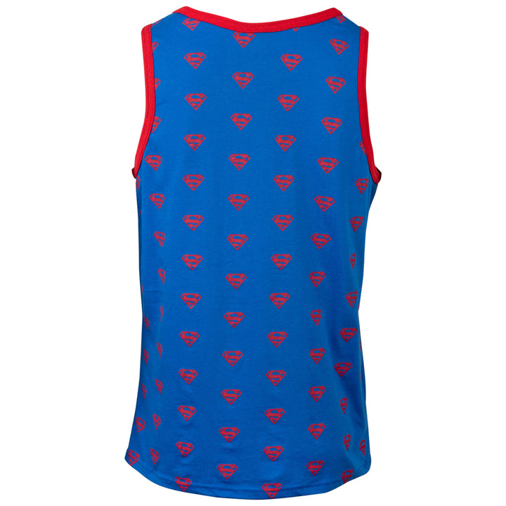 Superman Logos All Over Print Pocket Ringer Tank Top Image 2