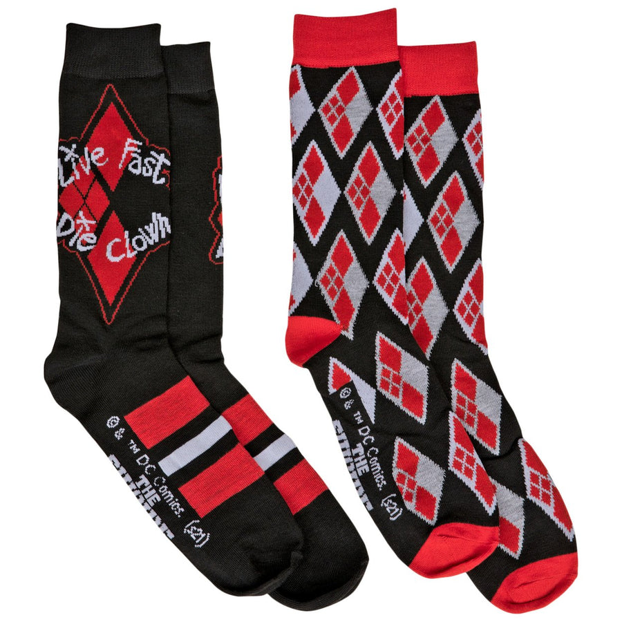 The Suicide Squad Harley Quinn Lie Fast Die Clown 2-Pair Pack of Casual Crew Socks Image 1