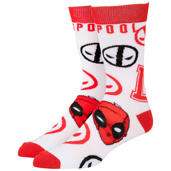 Deadpool Faces and Symbols Crew Socks Image 1