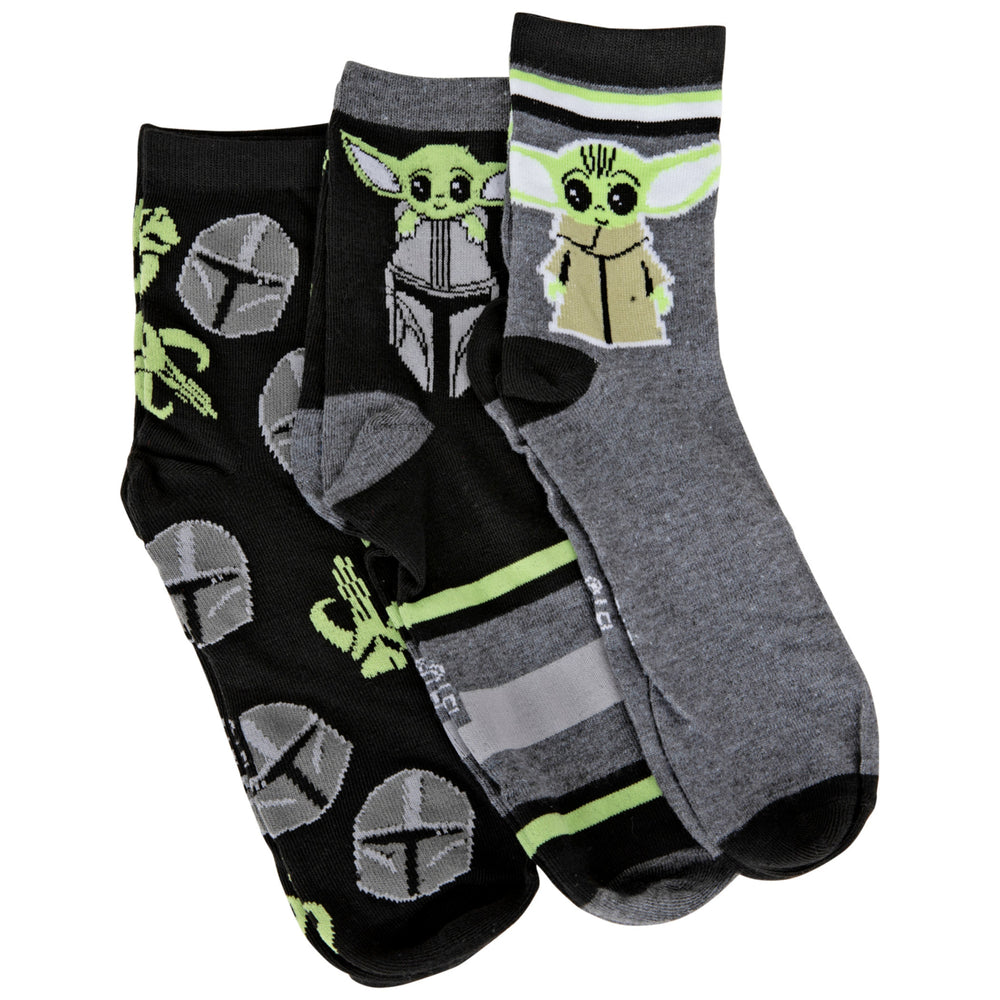 Star Wars The Mandalorian and Grogu 3-Pair Pack of 3/4 Crew Socks Image 2