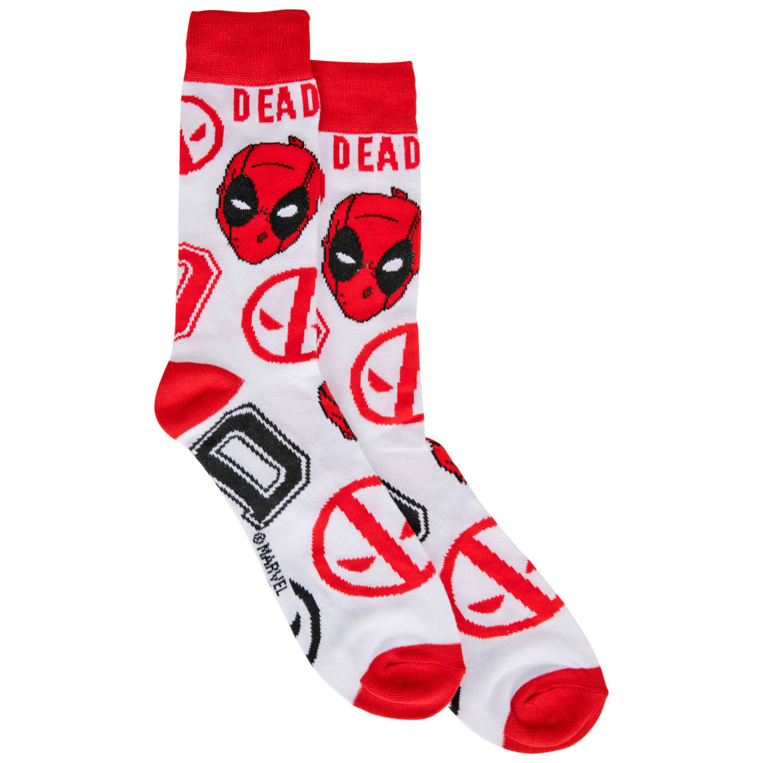 Deadpool Faces and Symbols Crew Socks Image 4