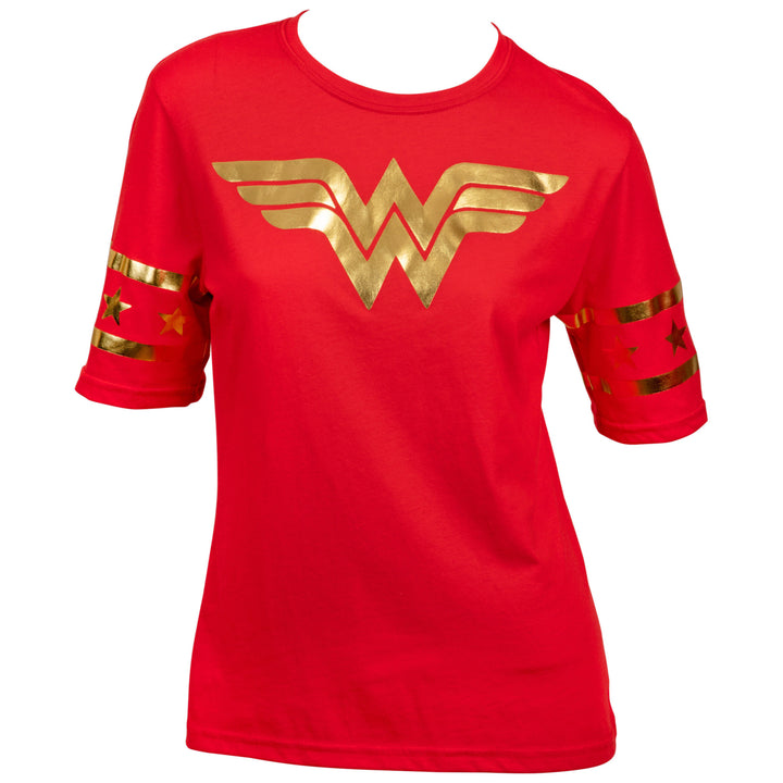 Wonder Woman Gold Foil Classic Symbol Womens T-Shirt Image 3