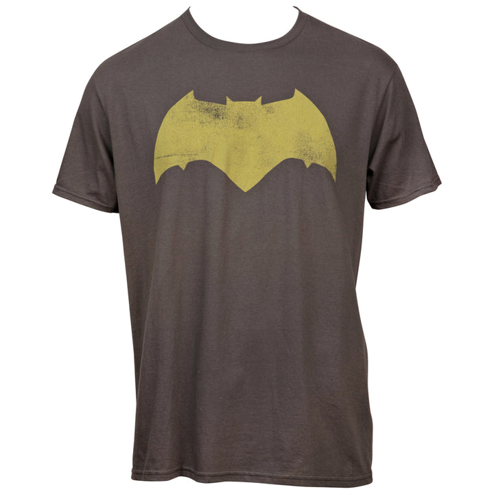 Batman Justice League Yellow Distressed Symbol T-Shirt Image 1