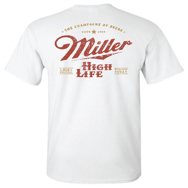 Miller High Life Champagne of Beers Crest Front and Back Print T-Shirt Image 2