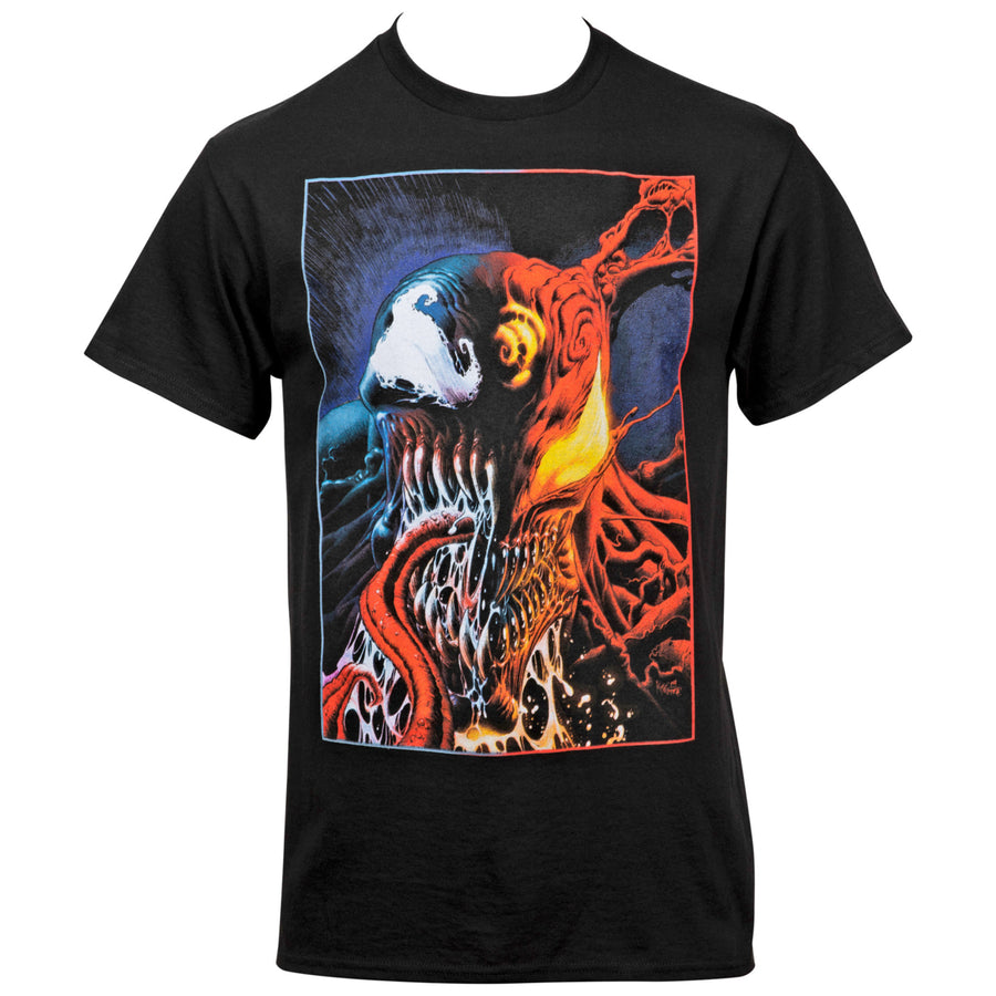 Venom And Carnage Split Face T-Shirt Image 1