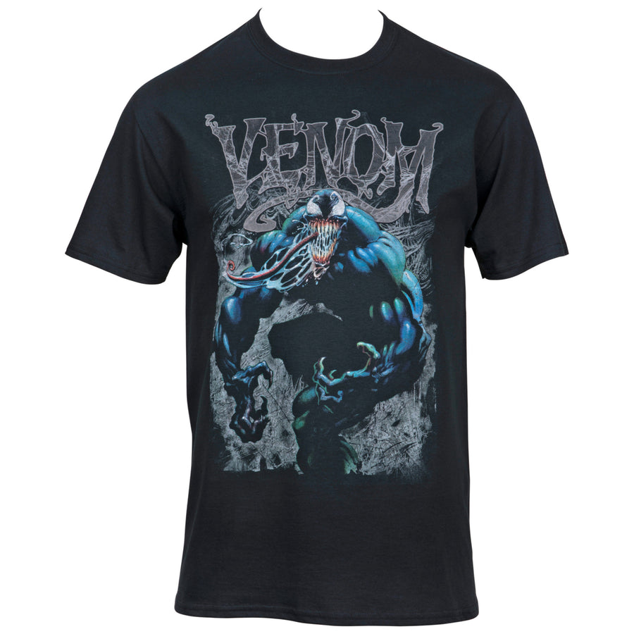 Venom Character With Symbiote Text T-Shirt Image 1