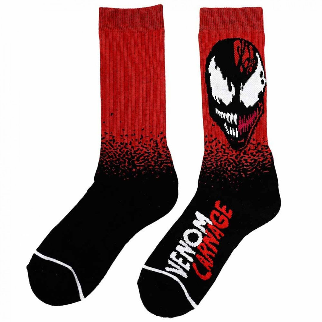 Venom And Carnage Face Split Crew Sock Image 2