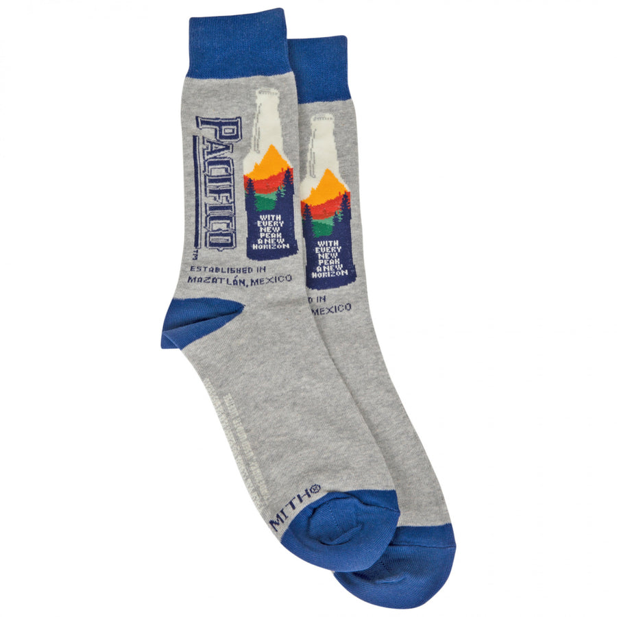 Pacifico Cerveza Beer Bottle With Mountains Mens Socks Image 1