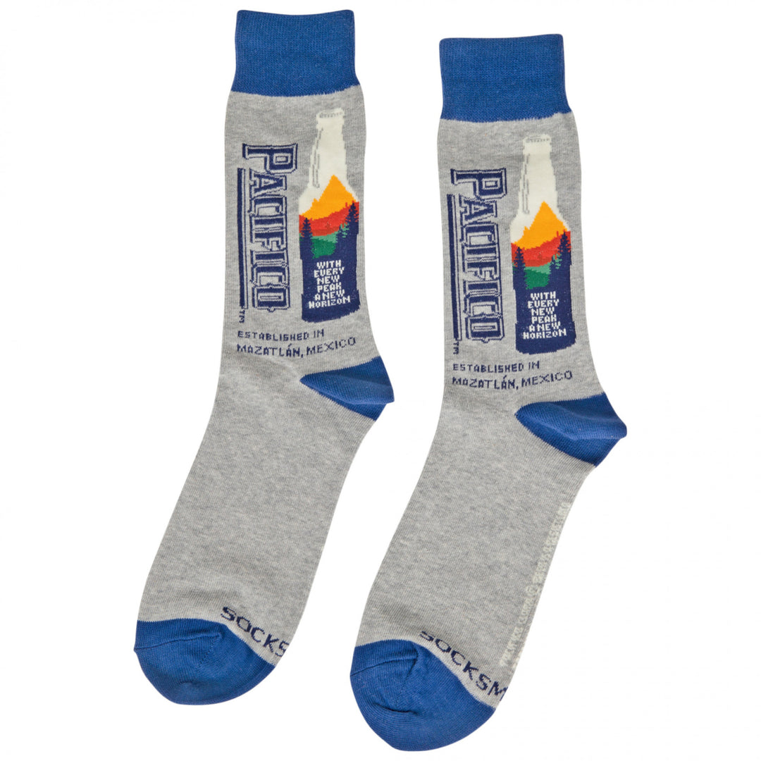 Pacifico Cerveza Beer Bottle With Mountains Mens Socks Image 2