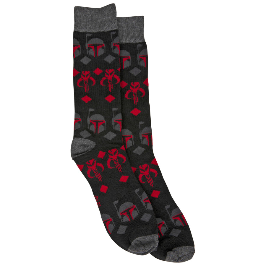 Star Wars Boba Fett Symbol and Mythosaur Crest Crew Socks Image 1