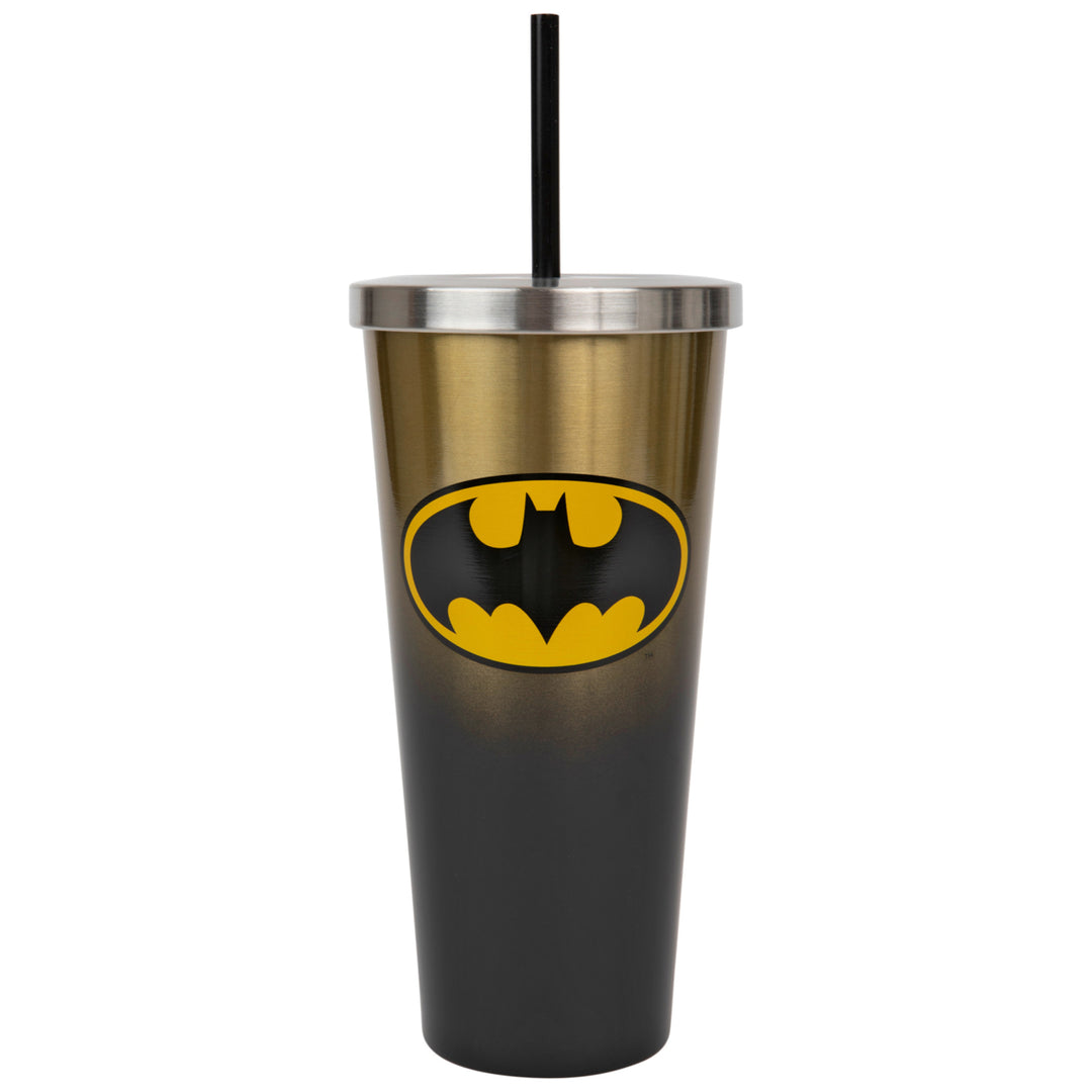 Batman Symbol Stainless Steel Travel Cup with Straw Image 2