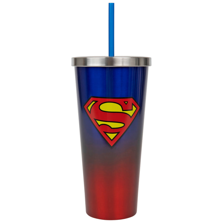 Superman Symbol Stainless Steel Travel Mug with Straw Image 2