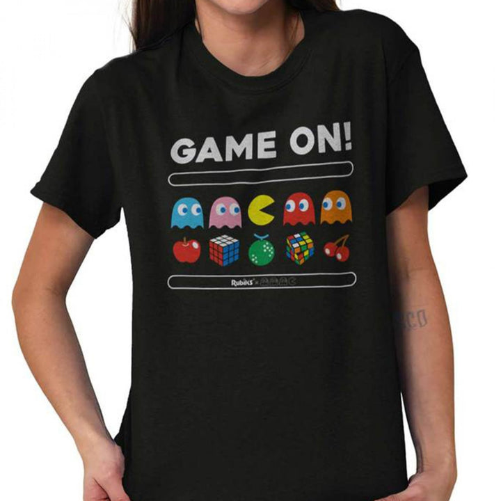 Pac-Man Game On Characters and Fruit Logo T-Shirt Image 4