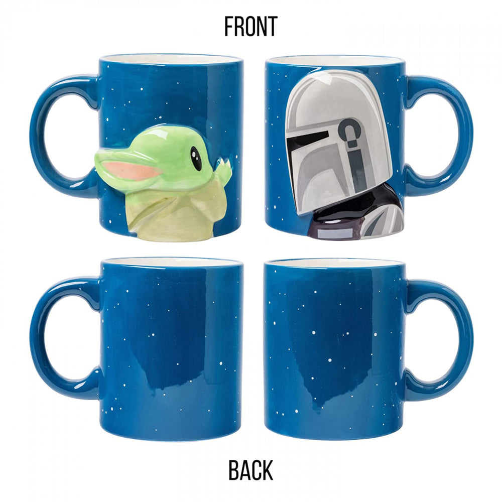 Star Wars The Mandalorian Grogu and Dinn Djarin 2PK 3D Ceramic Mug Set Image 2