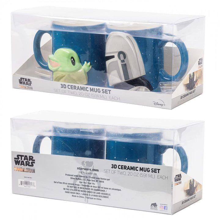 Star Wars The Mandalorian Grogu and Dinn Djarin 2PK 3D Ceramic Mug Set Image 7