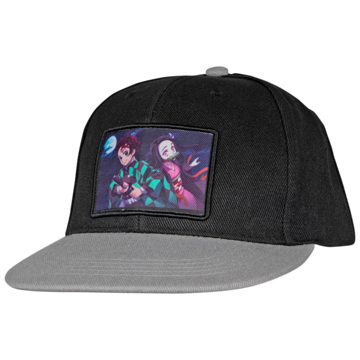 Demon Slayer Tanjiro and Nezuko Characters Flat Bill Snapback Cap Image 1