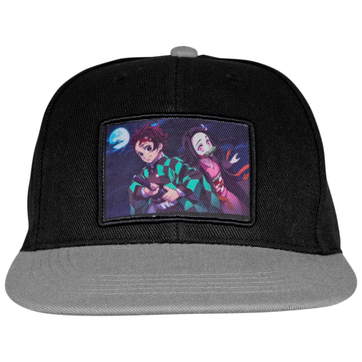 Demon Slayer Tanjiro and Nezuko Characters Flat Bill Snapback Cap Image 2