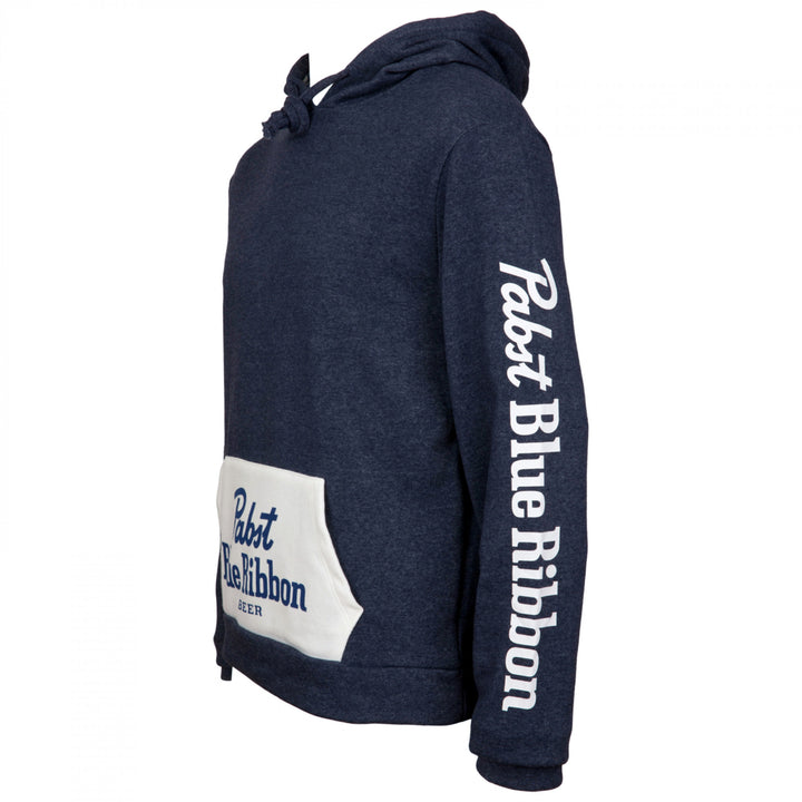 Pabst Blue Ribbon Logo Pocket Hoodie with Interior Pattern Image 3