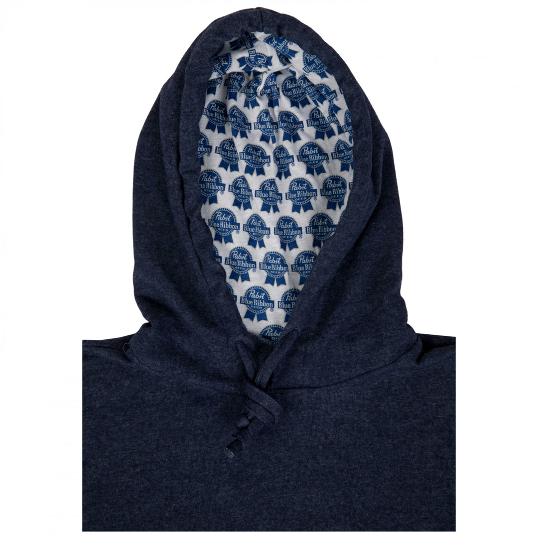 Pabst Blue Ribbon Logo Pocket Hoodie with Interior Pattern Image 6