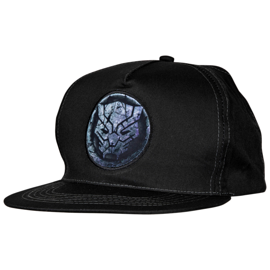 Avengers Black Panther Cracked Stone Logo Adjustable Snapback Hat Image 1