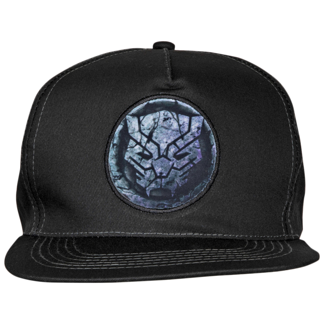 Avengers Black Panther Cracked Stone Logo Adjustable Snapback Hat Image 2