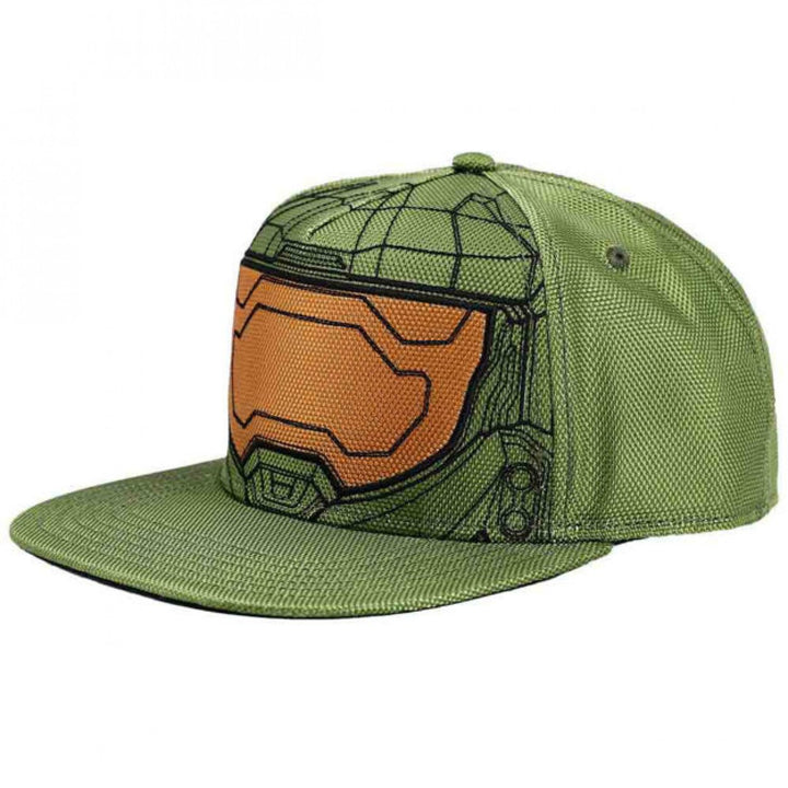 Halo Infinite Master Chief Helmet Flat Bill Snapback Hat Image 1