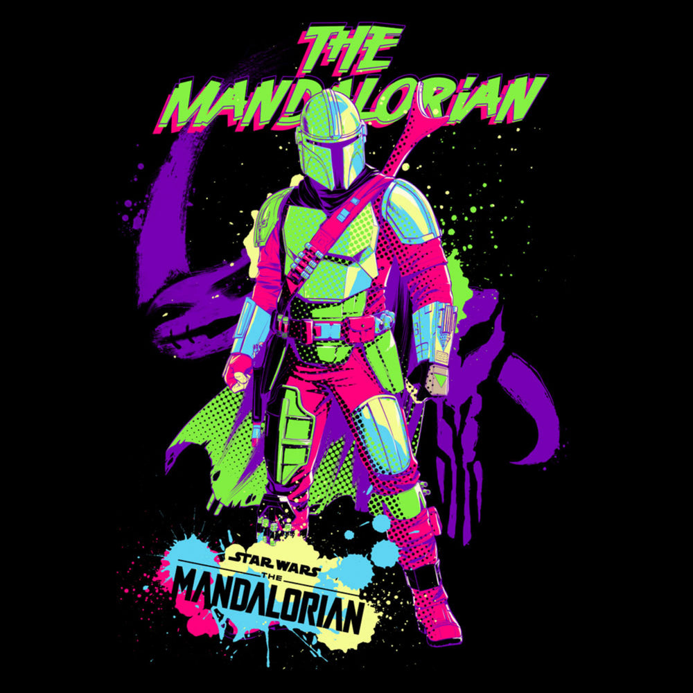 Star Wars The Mandalorian Neon Retro Styled T-Shirt Image 2