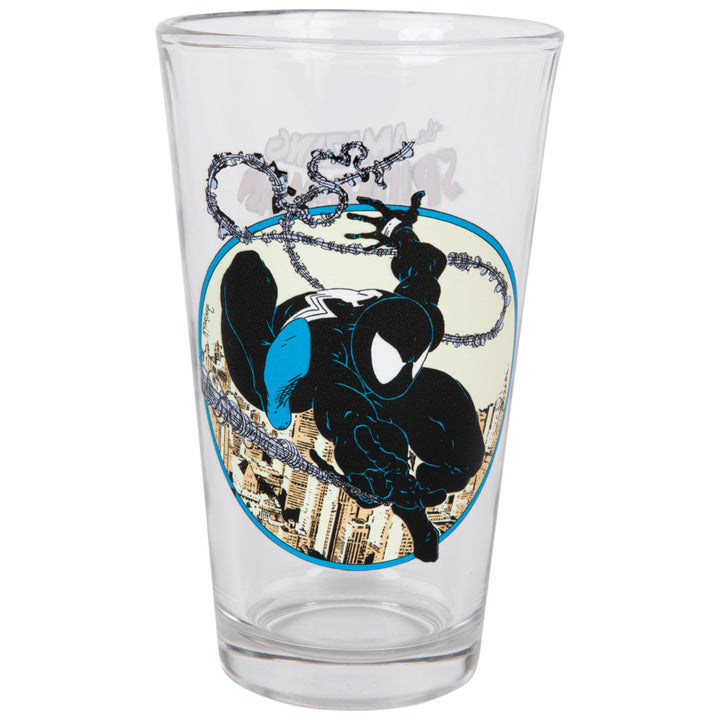 Spider-Man Marvel Comics Classic Black-Suit Web Slinging Toon Tumblers Pint Glass Image 1