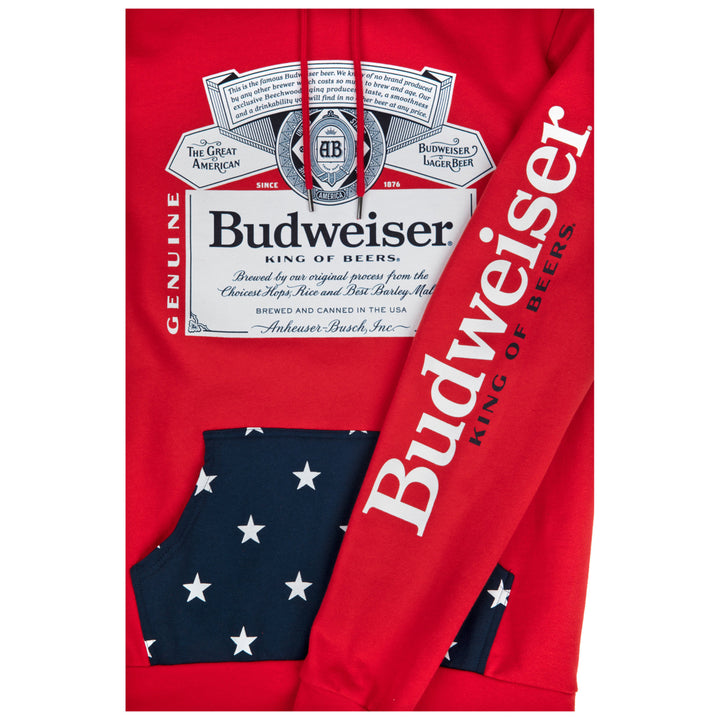 Budweiser Bottle Label and Patriotic Stars Hoodie Image 7