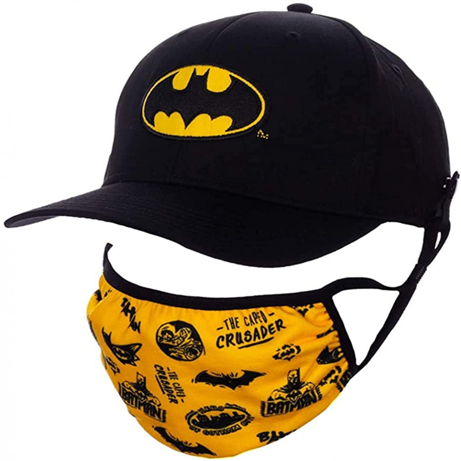 DC Comics Batman Symbol Face Mask and Snapback Hat Combo Image 1