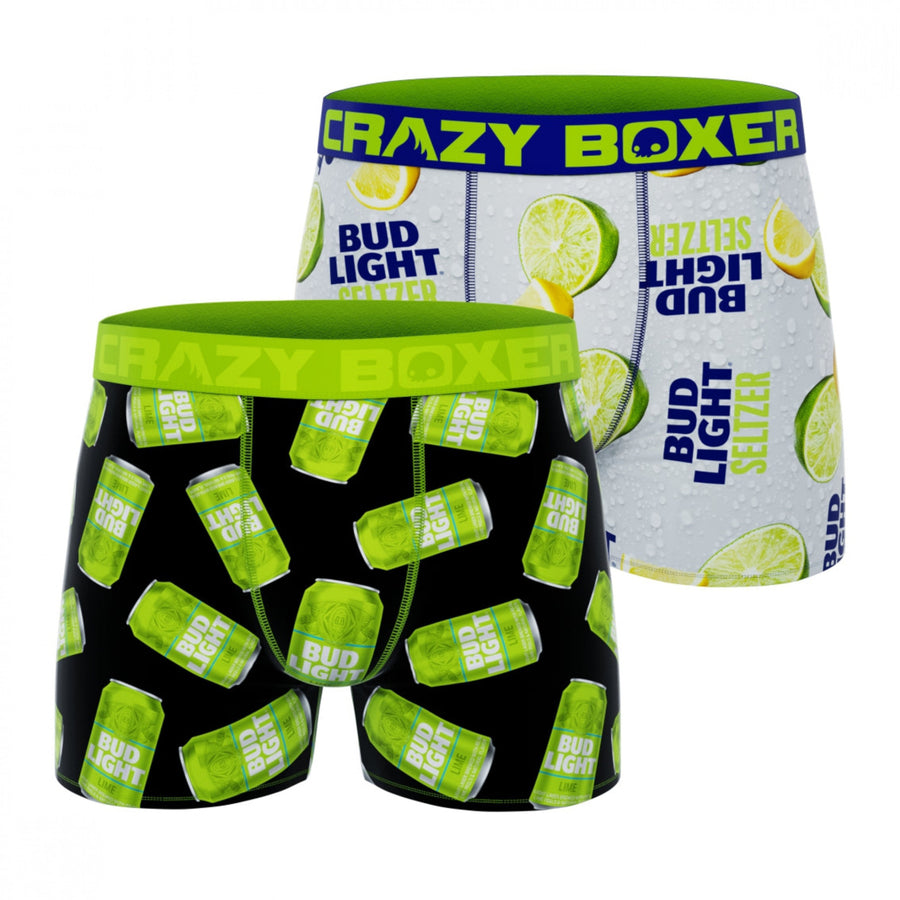 Crazy Boxer Bud Light Lime and Seltzer Logos and Cans Mens Boxer Briefs 2-Pack Image 1