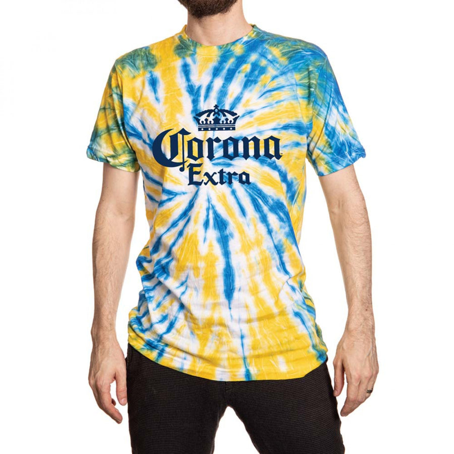 Corona Extra Logo Yellow and Blue Tie Dye T-Shirt Image 1