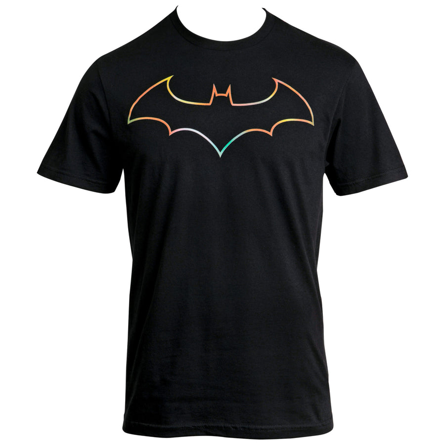 DC Comics Batman Holographic Style Print Bat Symbol T-Shirt Image 1