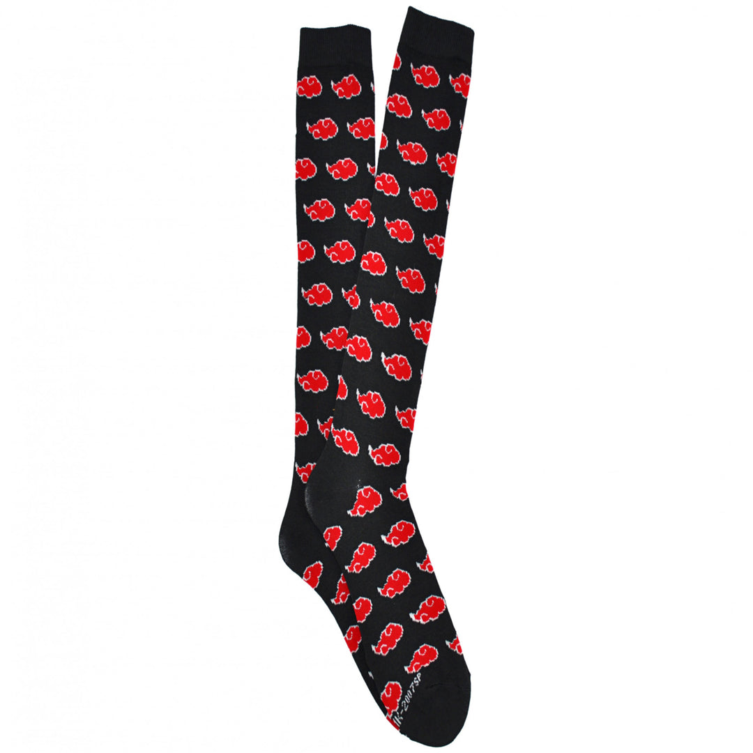 Naruto Shippuden Akatsuki Clouds Symbol Print Knee High Socks Image 1