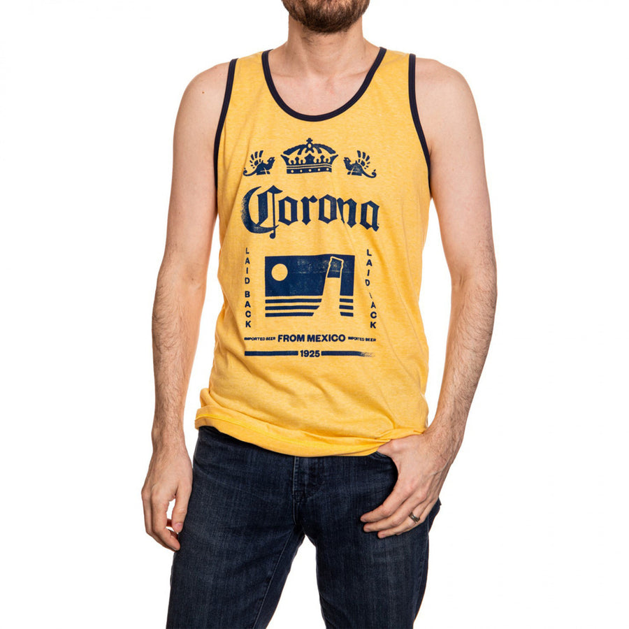 Corona Extra Crown Logo From Mexico 1925 Faded Gold Ringer Tank Top Image 1