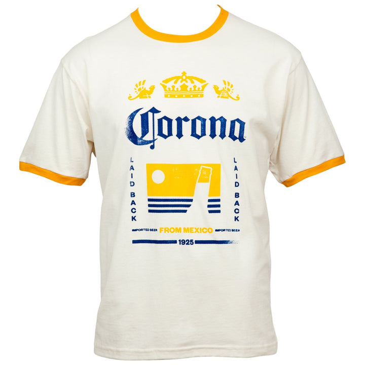 Corona Extra Crown Logo From Mexico 1925 Faded Ringer T-Shirt Image 1