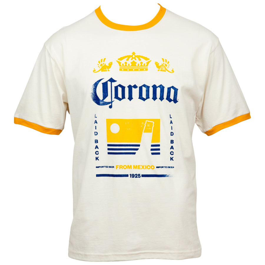 Corona Extra Crown Logo From Mexico 1925 Faded Ringer T-Shirt Image 1