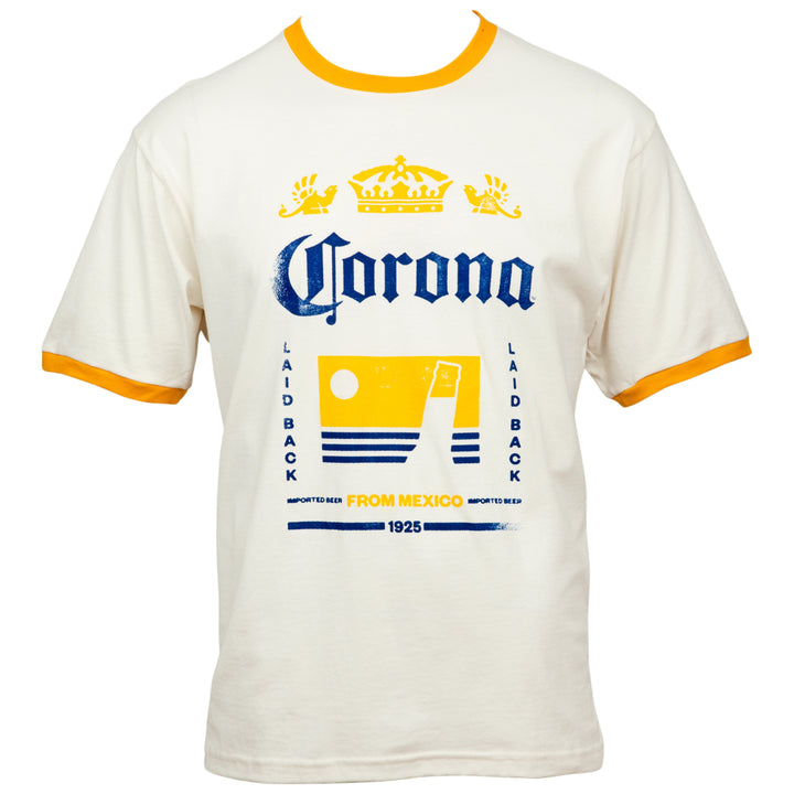 Corona Extra Crown Logo From Mexico 1925 Faded Ringer T-Shirt Image 1