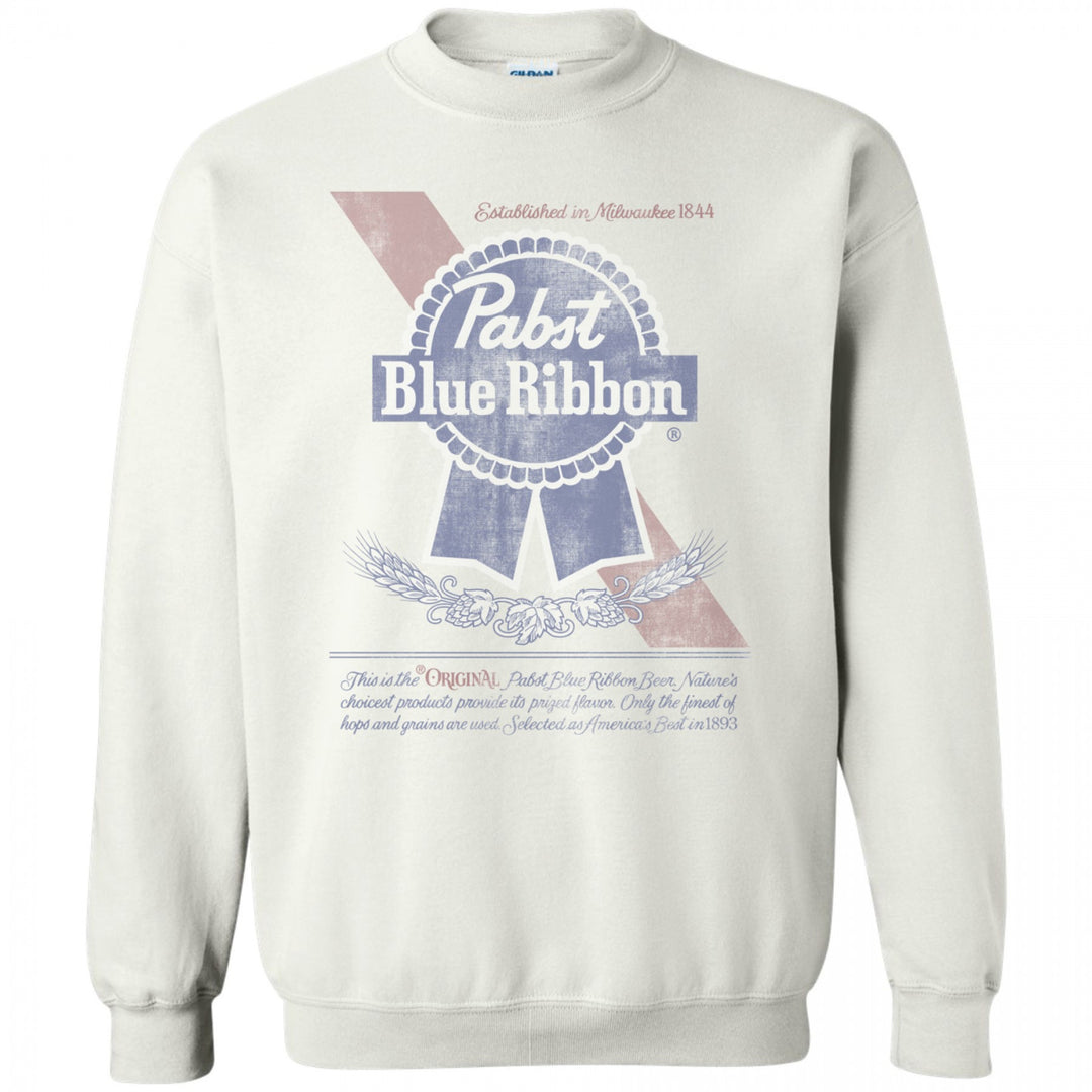 Pabst Blue Ribbon Beer Can Label Crew Sweatshirt Image 1