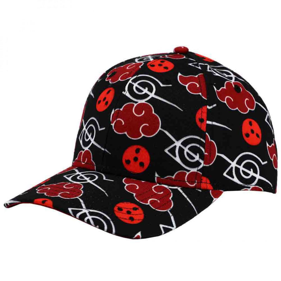 Naruto Uchiha Itachi Akatsuki Clouds All Over Curved Bill Snapback Hat Image 1