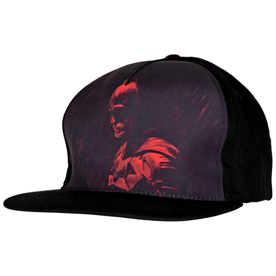 DC Comics The Batman Sublimated Out in the Rain Print Flat Bill Hat Image 1