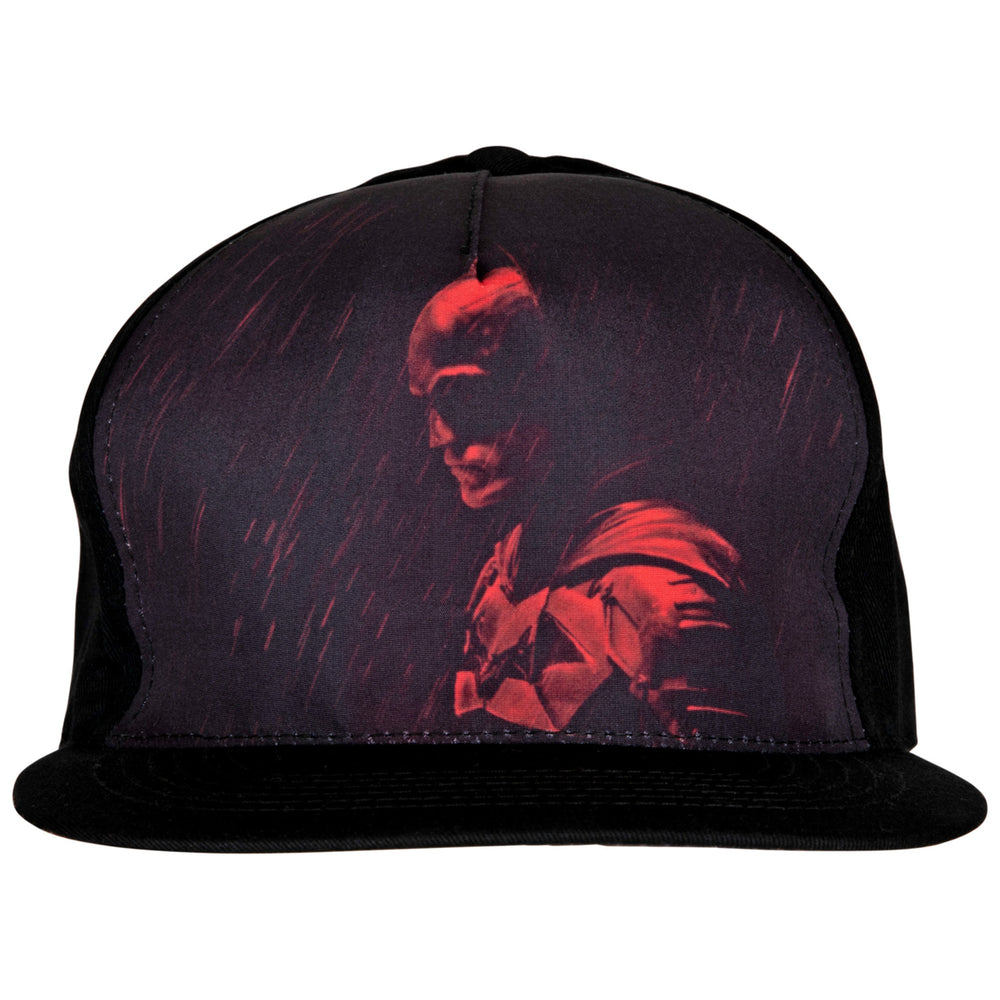 DC Comics The Batman Sublimated Out in the Rain Print Flat Bill Hat Image 2