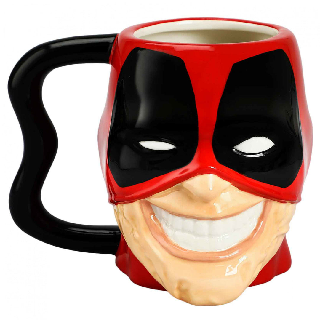 Marvel Comics Deadpool Pulled Up Mask Sculpted Head Ceramic Mug Image 1