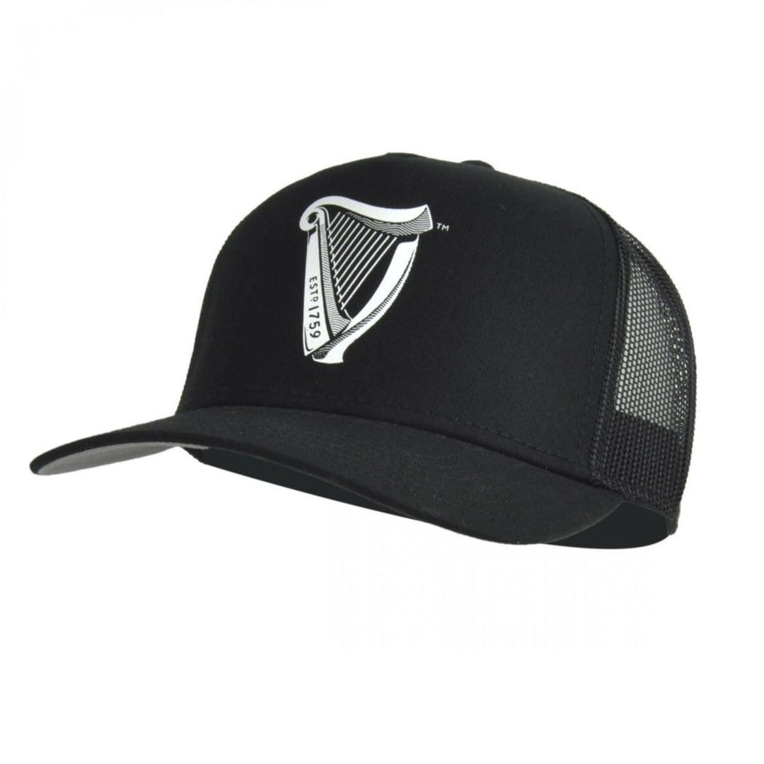 Guinness Harp Logo Trucker Premium Black and White Adjustable Cap Image 1