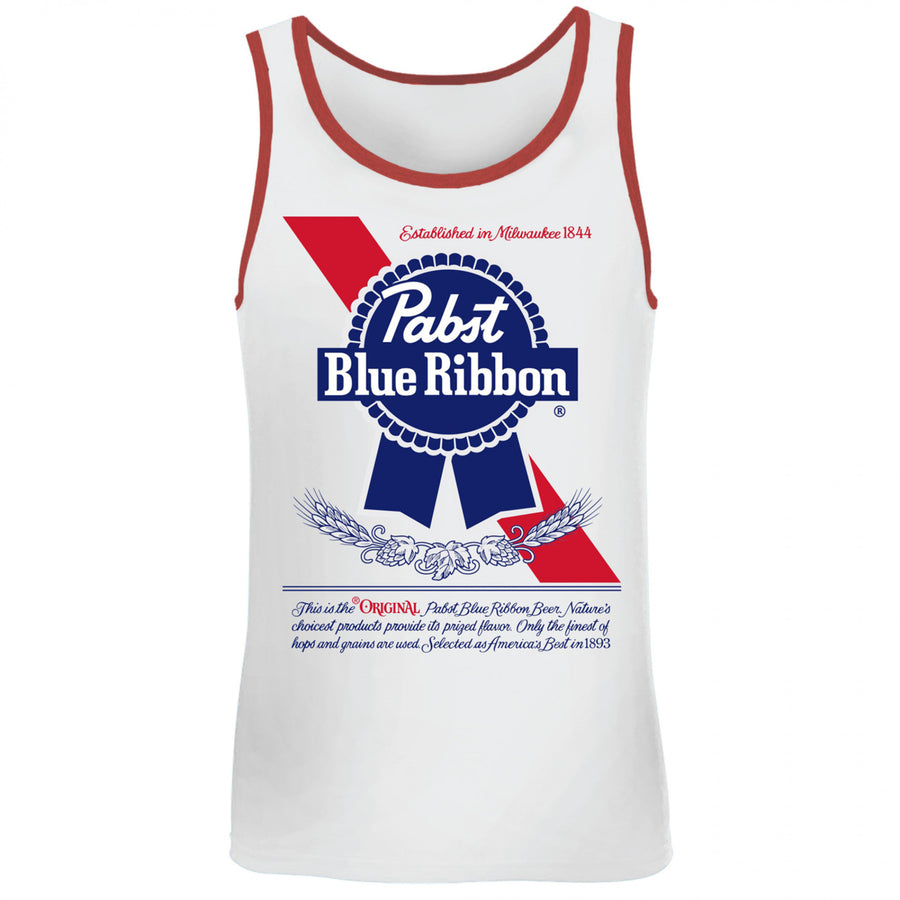 Pabst Blue Ribbon Label and Logo with Red Trim Tank Top Image 1