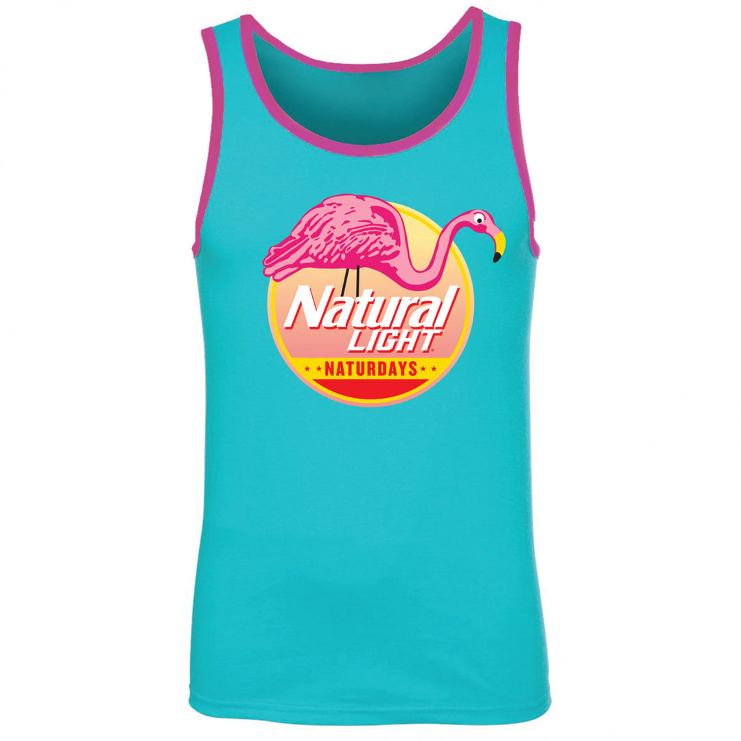 Natural Light Naturdays with Pastel Pink Trim Turquoise Tank Top Image 1